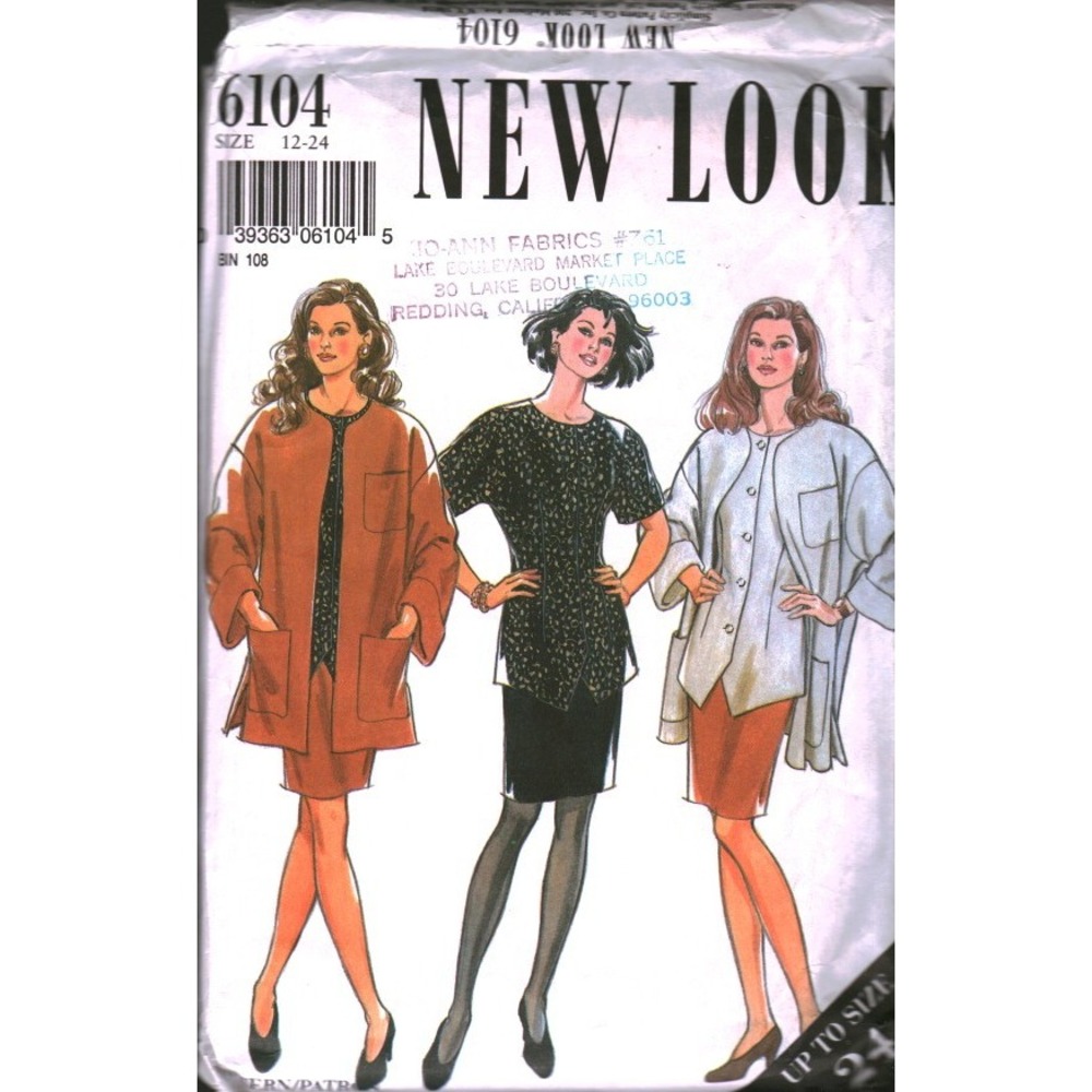 New Look 6104 Sewing Pattern Womens Jacket Top Skirt Set Size 12-22 Vintage 90s